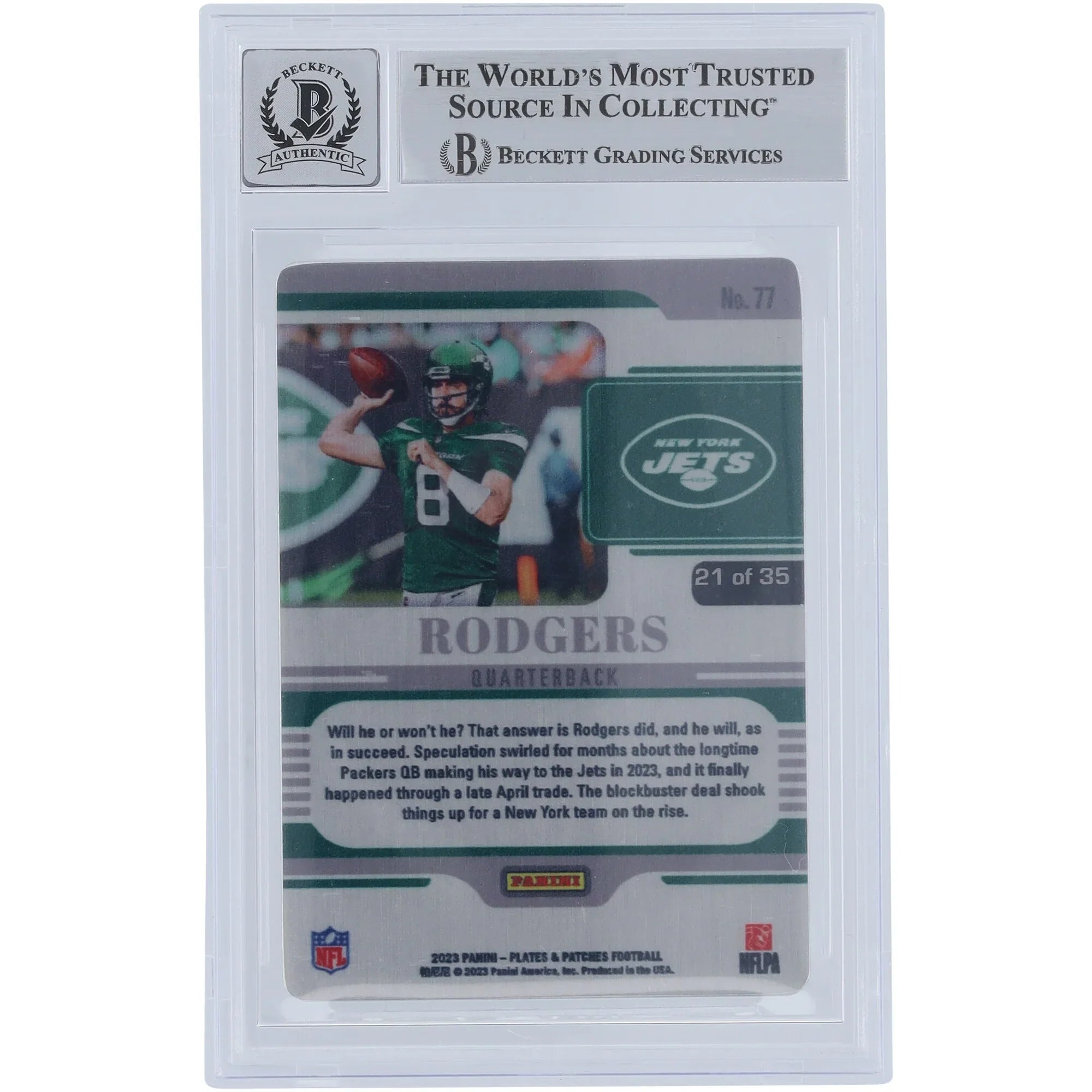 Aaron Rodgers Signed 2023 Panini Plates & Patches Metal Vector #77 Card | #/35