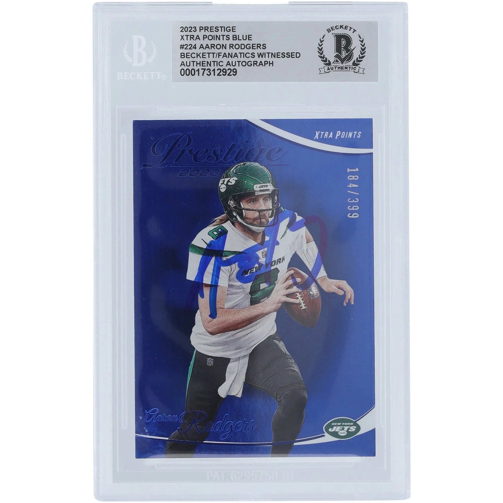 Aaron Rodgers Signed 2023 Panini Prestige Xtra Points Blue Card #224 #/399