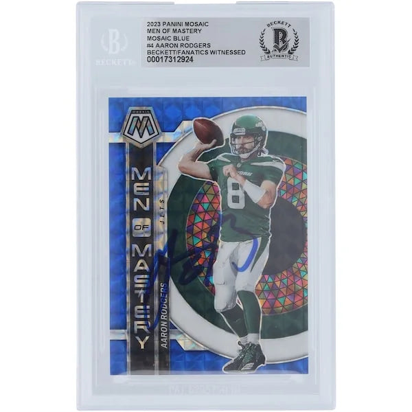 Aaron Rodgers Signed 2023 Panini Mosaic Men of Mastery Card | #/99 Blue Mosaic