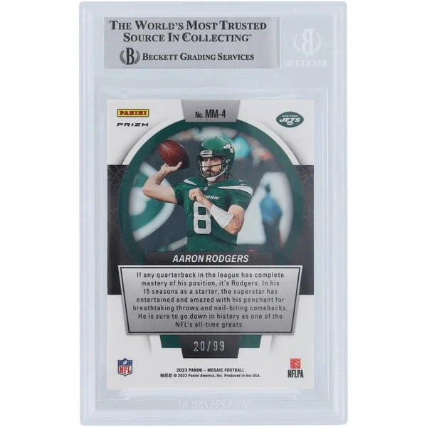 Aaron Rodgers Signed 2023 Panini Mosaic Men of Mastery Card | #/99 Blue Mosaic