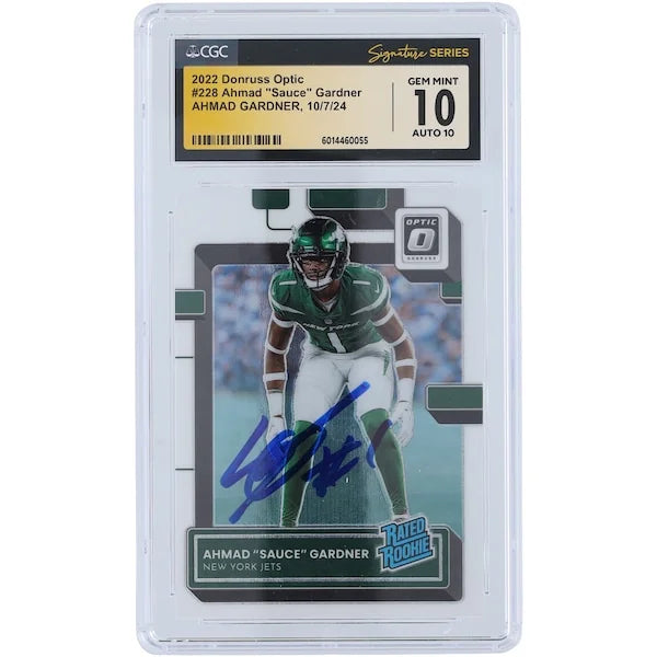 Ahmad Sauce Gardner New York Jets Autographed 2022 Panini Donruss Optic #228 CGC Fanatics Witness Authenticated 10/10 Rookie Card - F1