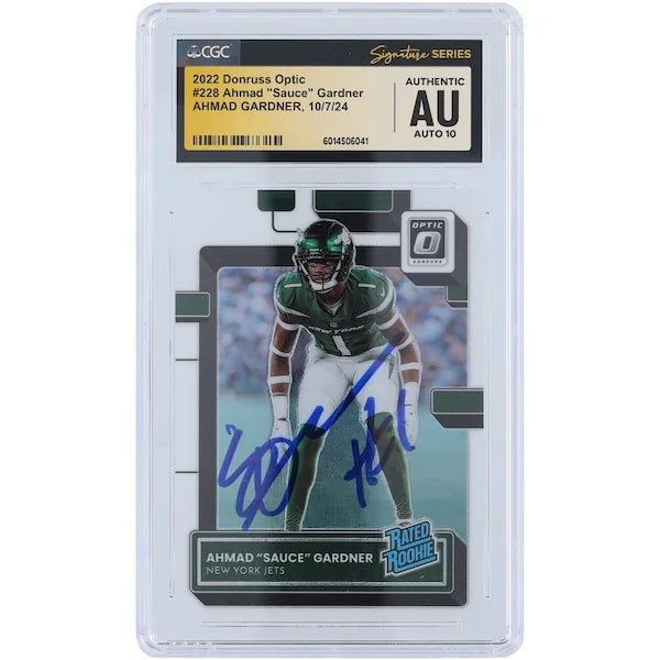 Ahmad Sauce Gardner New York Jets Autographed 2022 Panini Donruss Optic Auto #228 CGC Fanatics Witnessed Authenticated Auto 10 Rookie Card - F2