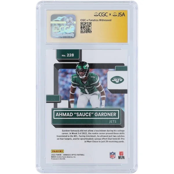 Ahmad Gardner Signed 2022 Panini Donruss Optic #228 Rookie Card | CGC 9