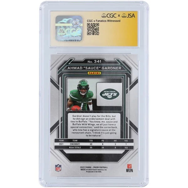 Ahmad Gardner Signed 2022 Panini Prizm #341 Rookie Card | CGC 9
