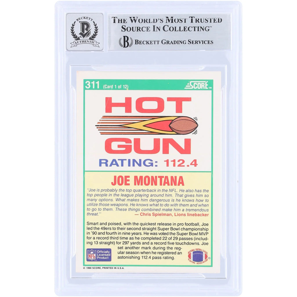 Joe Montana Signed 1990 Score #311 Card | Graded 10