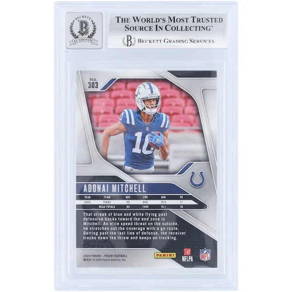 Adonai Mitchell Signed 2024 Panini Prizm #303 Rookie Card | Beckett 10
