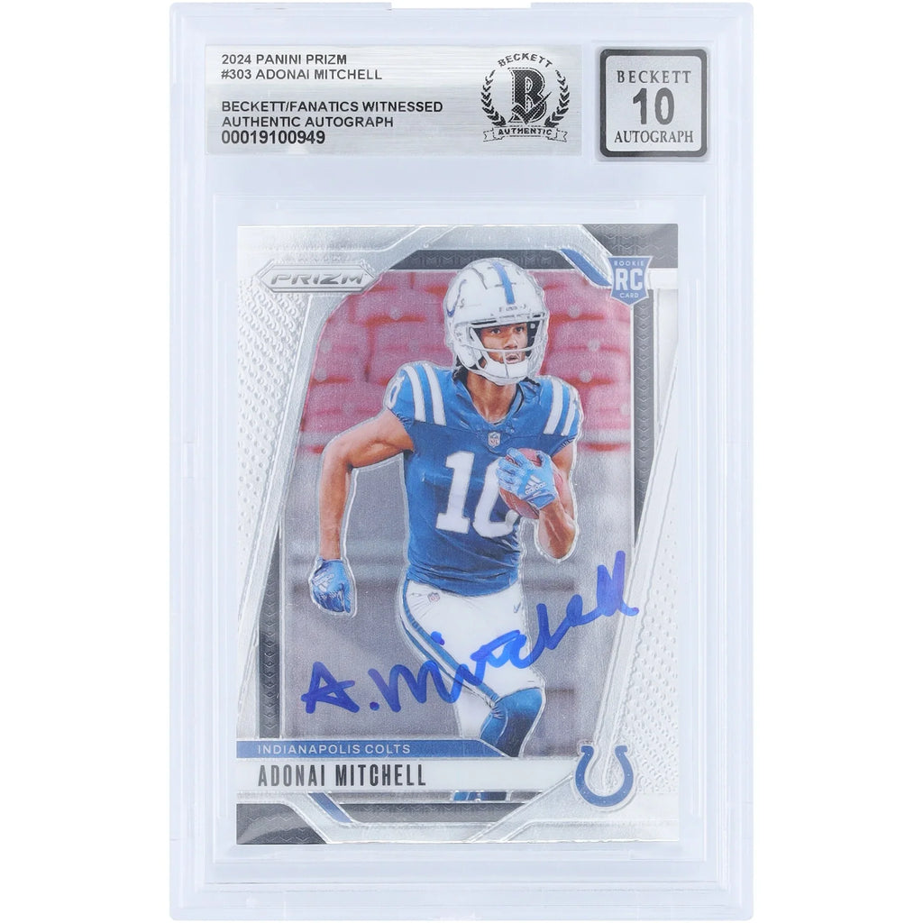 Adonai Mitchell Signed 2024 Panini Prizm #303 Rookie Card | Beckett 10