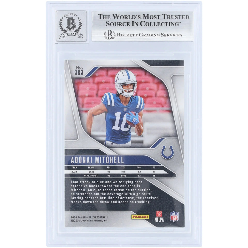 Adonai Mitchell Signed 2024 Panini Prizm #303 Rookie Card | Beckett 10
