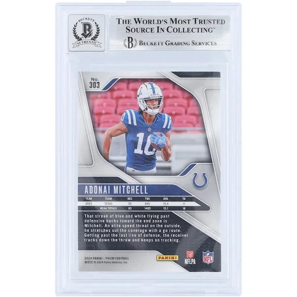 Adonai Mitchell Signed 2024 Panini Prizm #303 Rookie Card | Beckett Authenticated