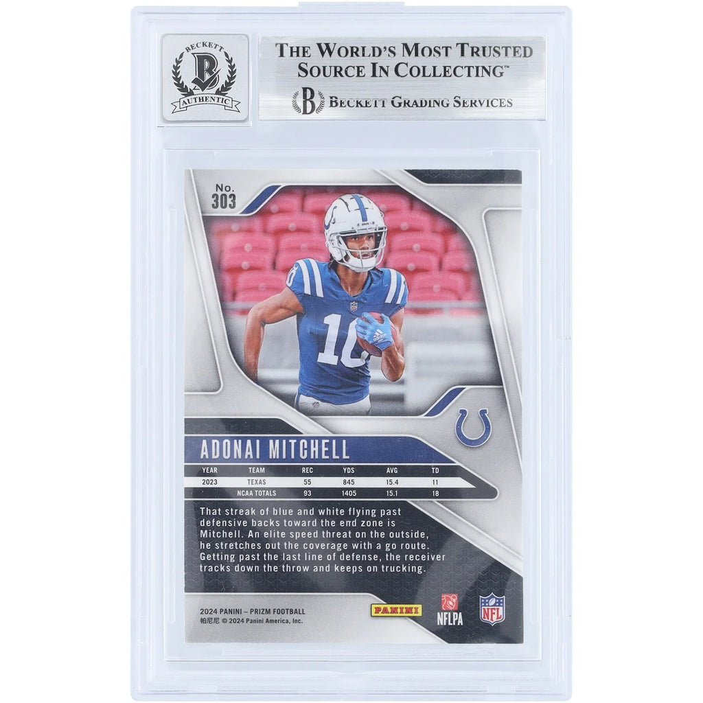 Adonai Mitchell Signed 2024 Panini Prizm #303 Rookie Card | Beckett Authenticated