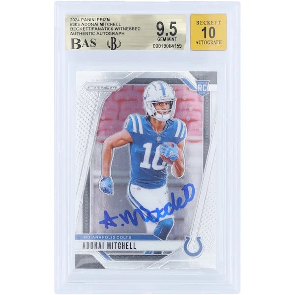 Adonai Mitchell Signed 2024 Panini Prizm #303 Rookie Card | Beckett 9.5