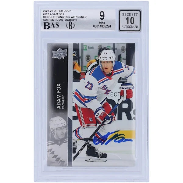 Adam Fox Signed 2021-22 Upper Deck Series 1 #120 | BGS 9 Graded