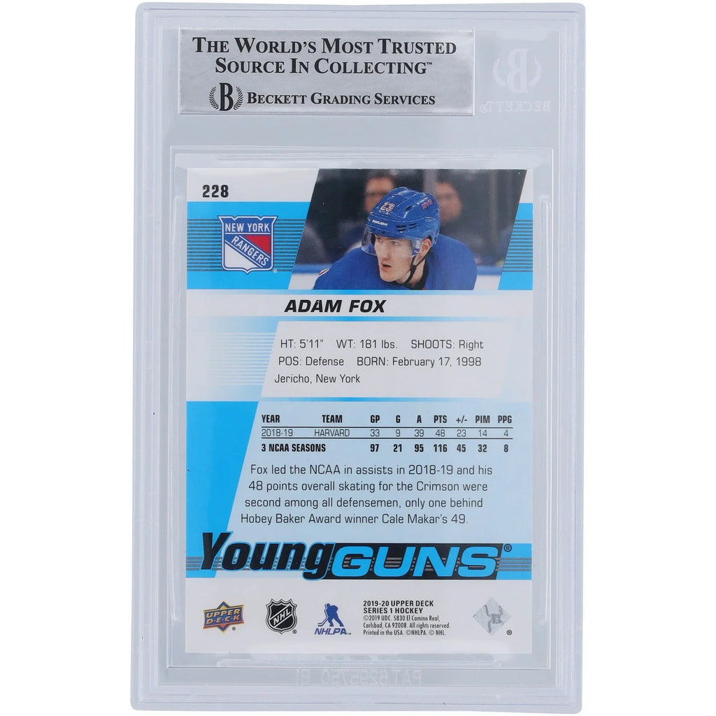 Adam Fox Signed 2019-20 Upper Deck Young Guns #228 Rookie Card | Beckett Authenticated