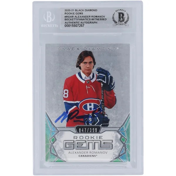 Alexander Romanov Signed 2020-21 Upper Deck Black Diamond Rookie #47 Card | Graded 10