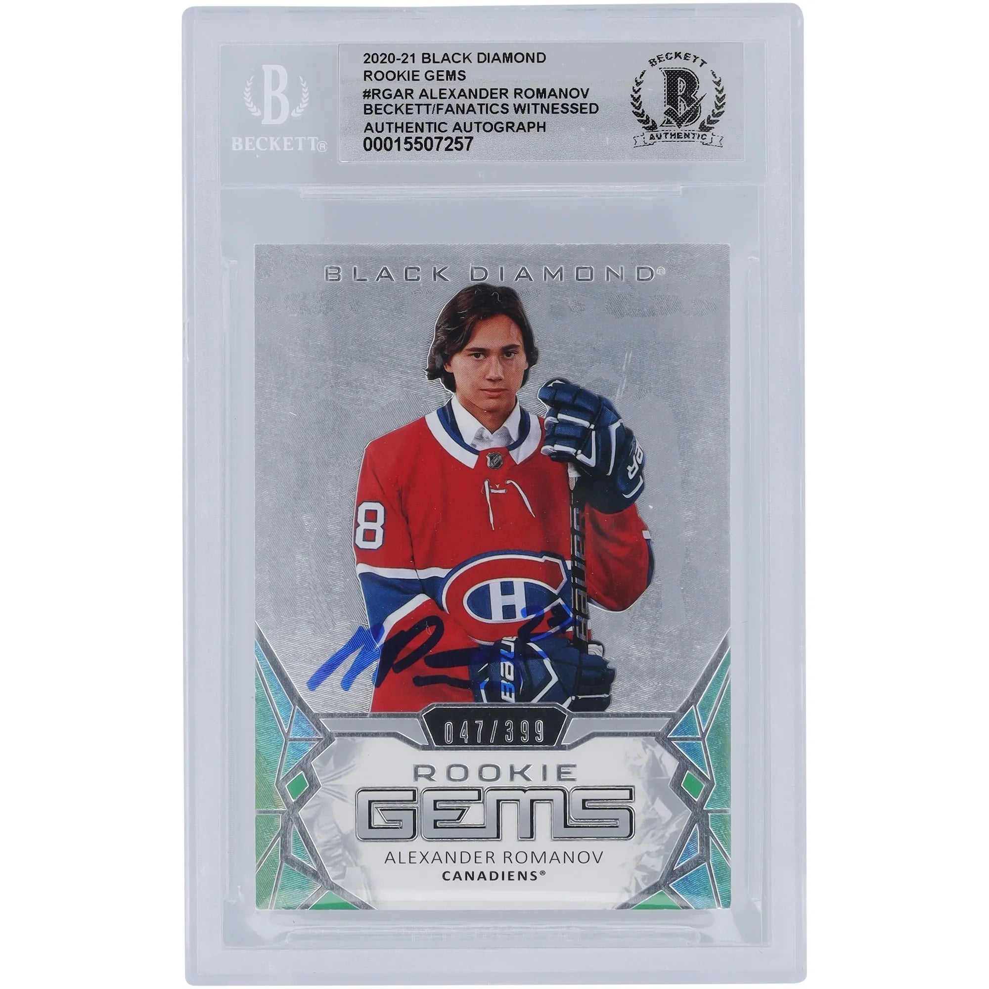 Alexander Romanov Signed 2020-21 Upper Deck Black Diamond Rookie #47 Card | Graded 10