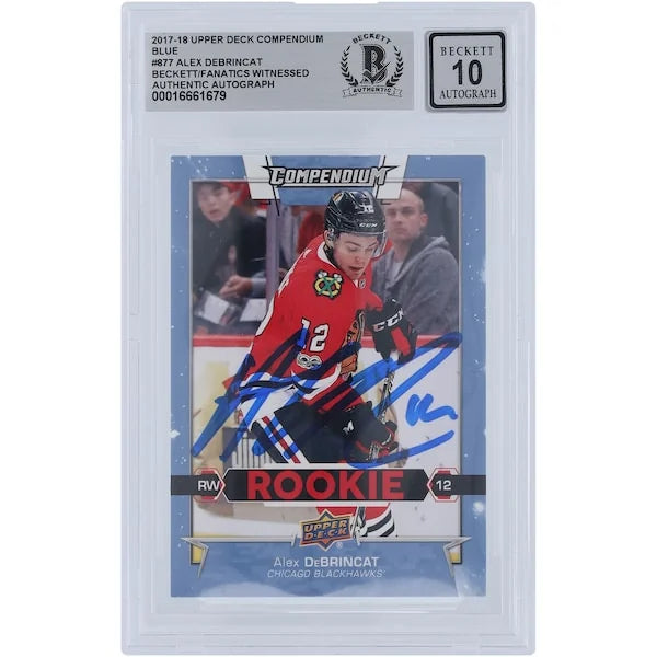 Alex DeBrincat Signed 2017-18 Upper Deck Compendium Rookie #877 Card | Beckett 10