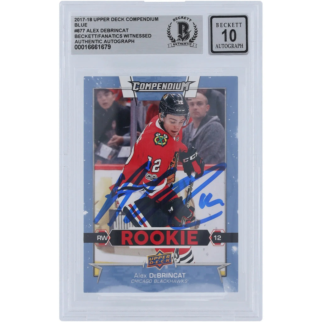 Alex DeBrincat Signed 2017-18 Upper Deck Compendium Rookie #877 Card | Beckett 10