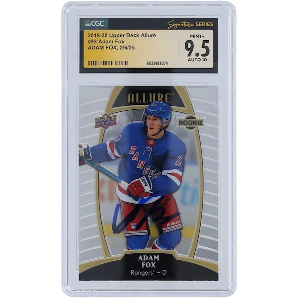 Adam Fox Signed 2019-20 Upper Deck Allure #93 Rookie Card | CGC 9.5