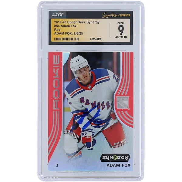Adam Fox Signed 2019-20 Upper Deck Synergy Red #84 Rookie Card | CGC 9