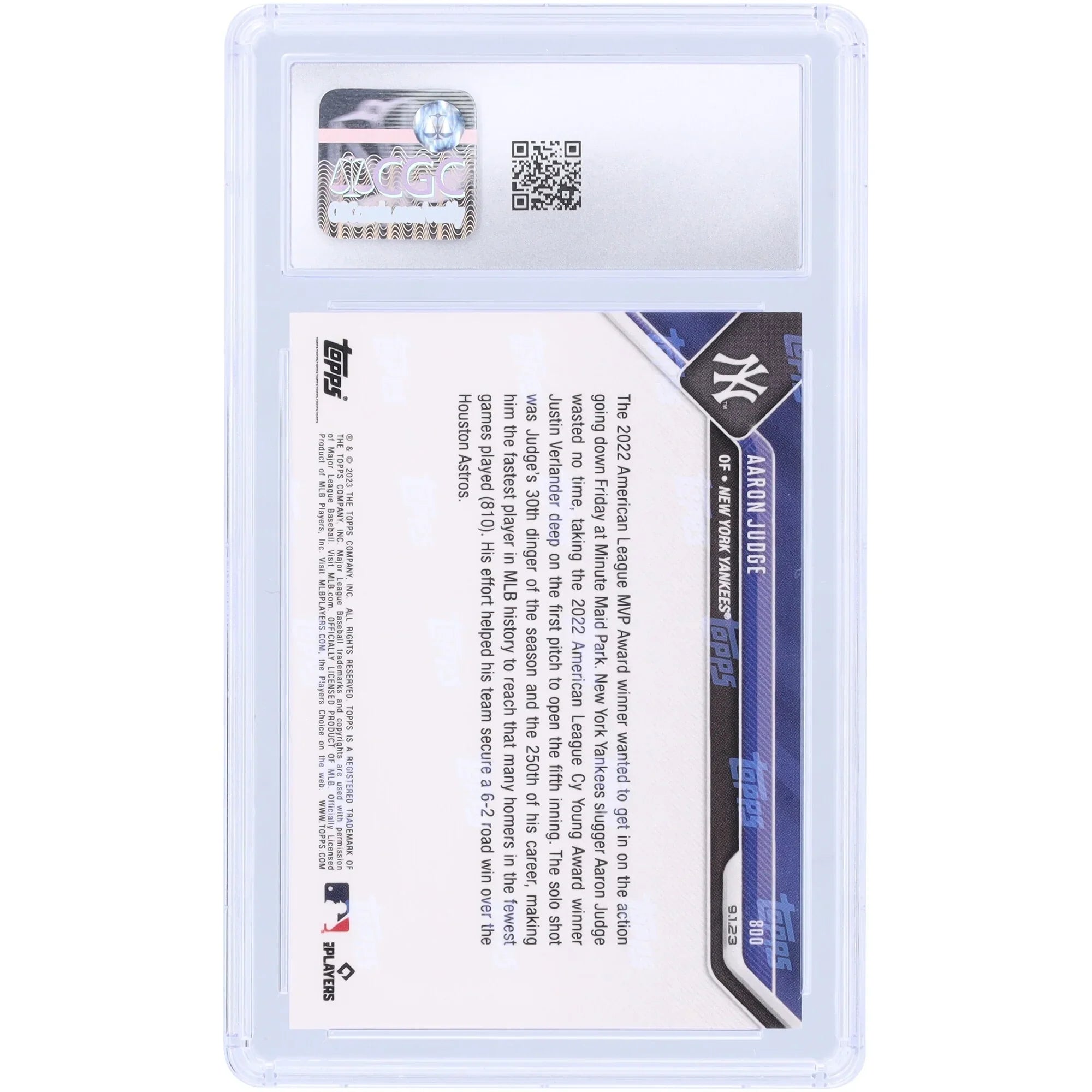Aaron Judge 2023 Topps Now #800 250 Home Runs Card | CGC Graded 10