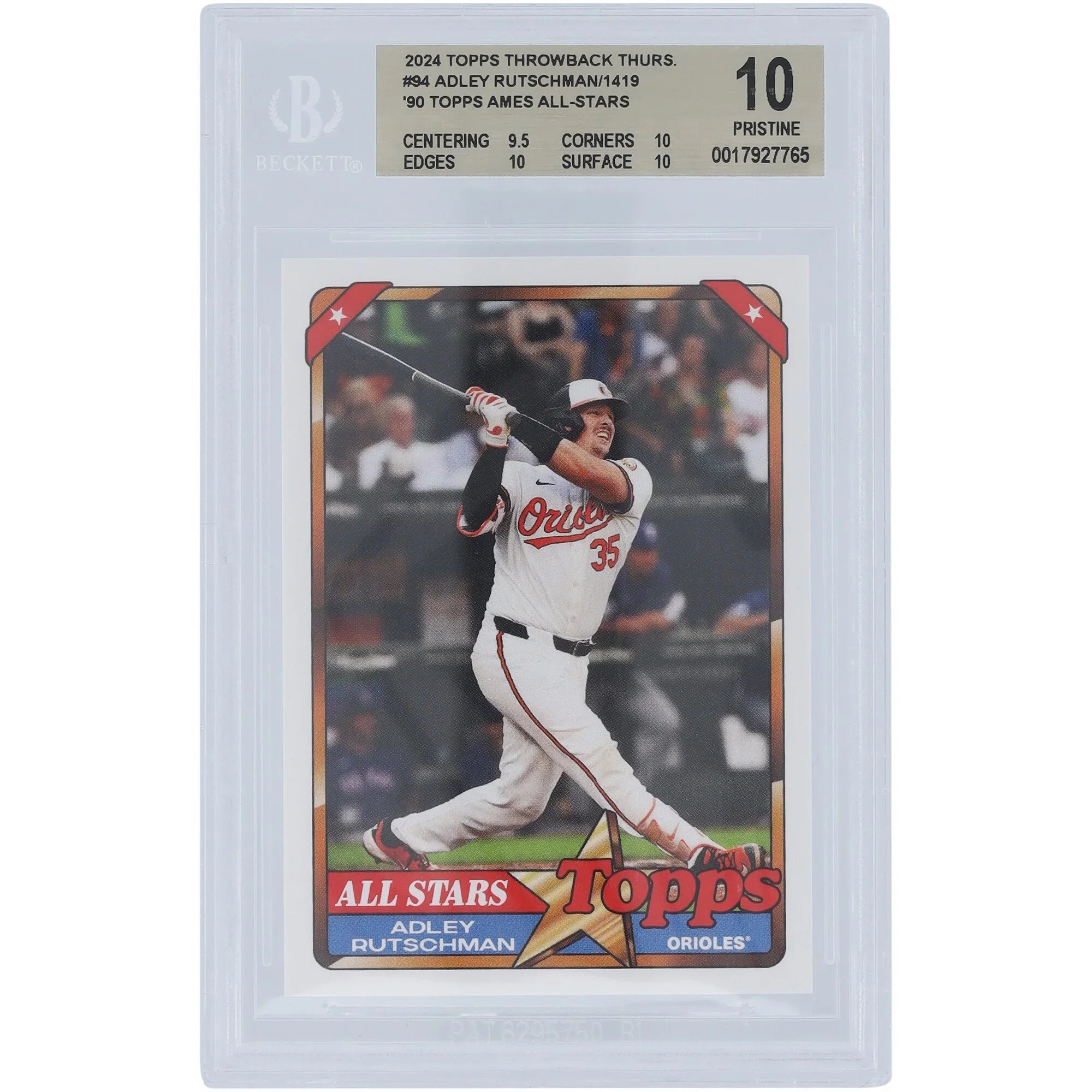 Adley Rutschman 2024 Topps TBT 90 Topps Ames All-Stars #94 | BGS 10 | 9.5 10 10 10