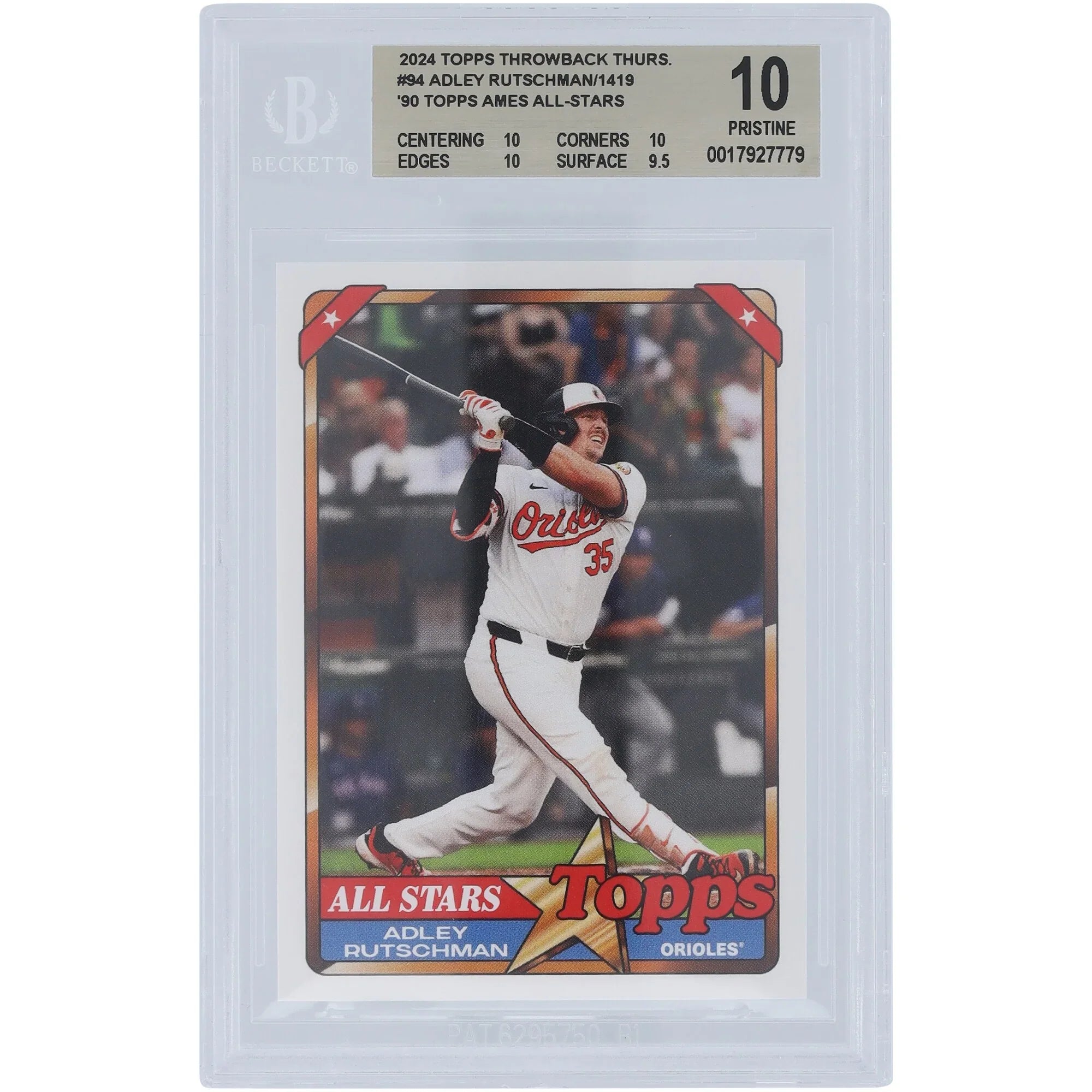 Adley Rutschman 2024 Topps TBT 90 Ames All-Stars #94 Card | BGS 10