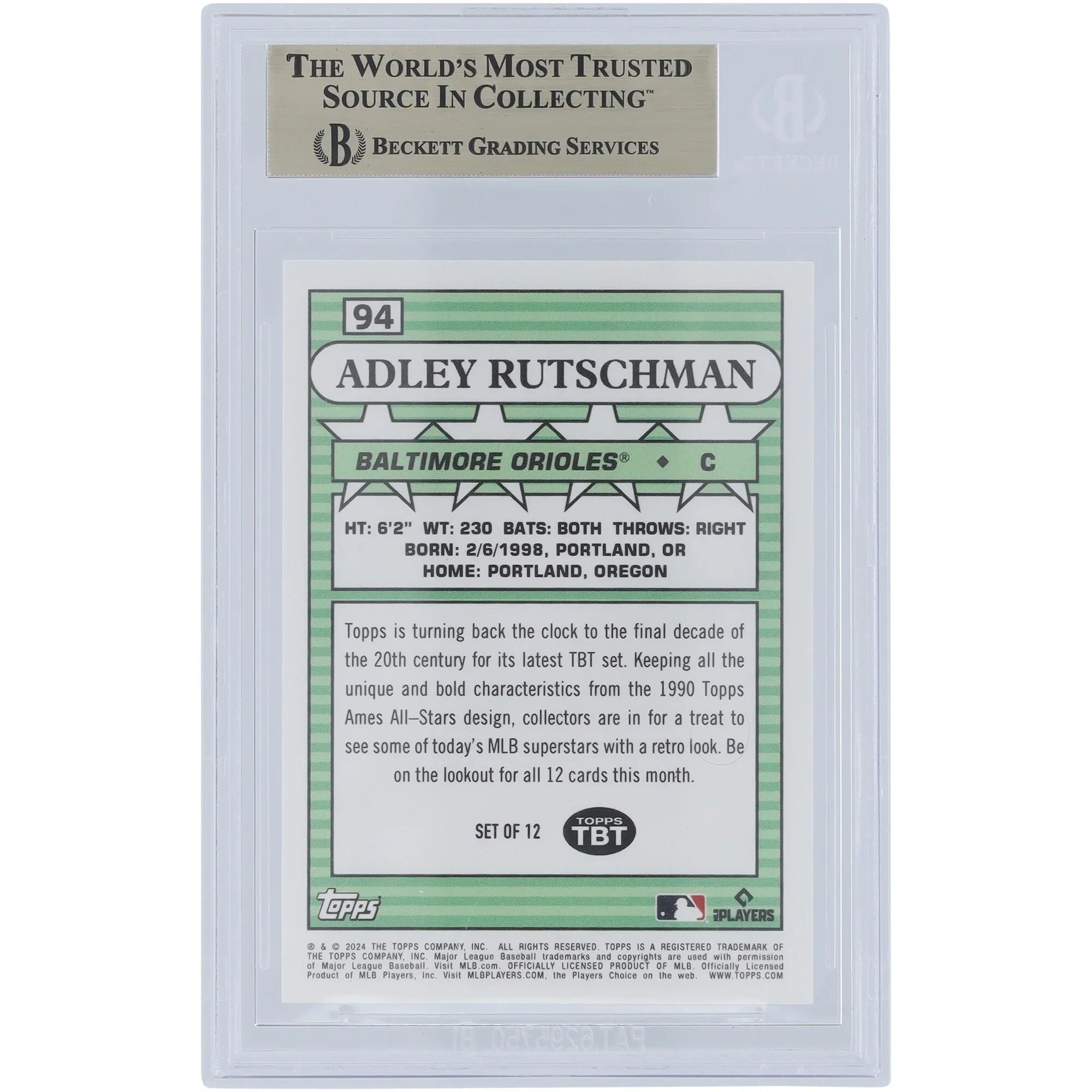 Adley Rutschman 2024 Topps TBT 90 Ames All-Stars #94 Card | BGS 10