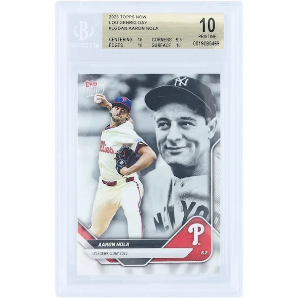 Aaron Nola 2025 Topps Now Lou Gehrig Day Card | BGS 10