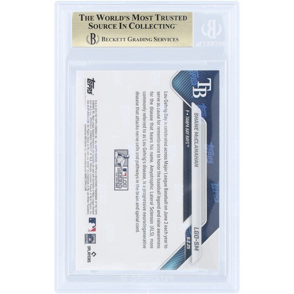 Shane McClanahan Tampa Bay Rays 2025 Topps Now Lou Gehrig Day #LGD-SM BGS Authenticated 9.5 Card