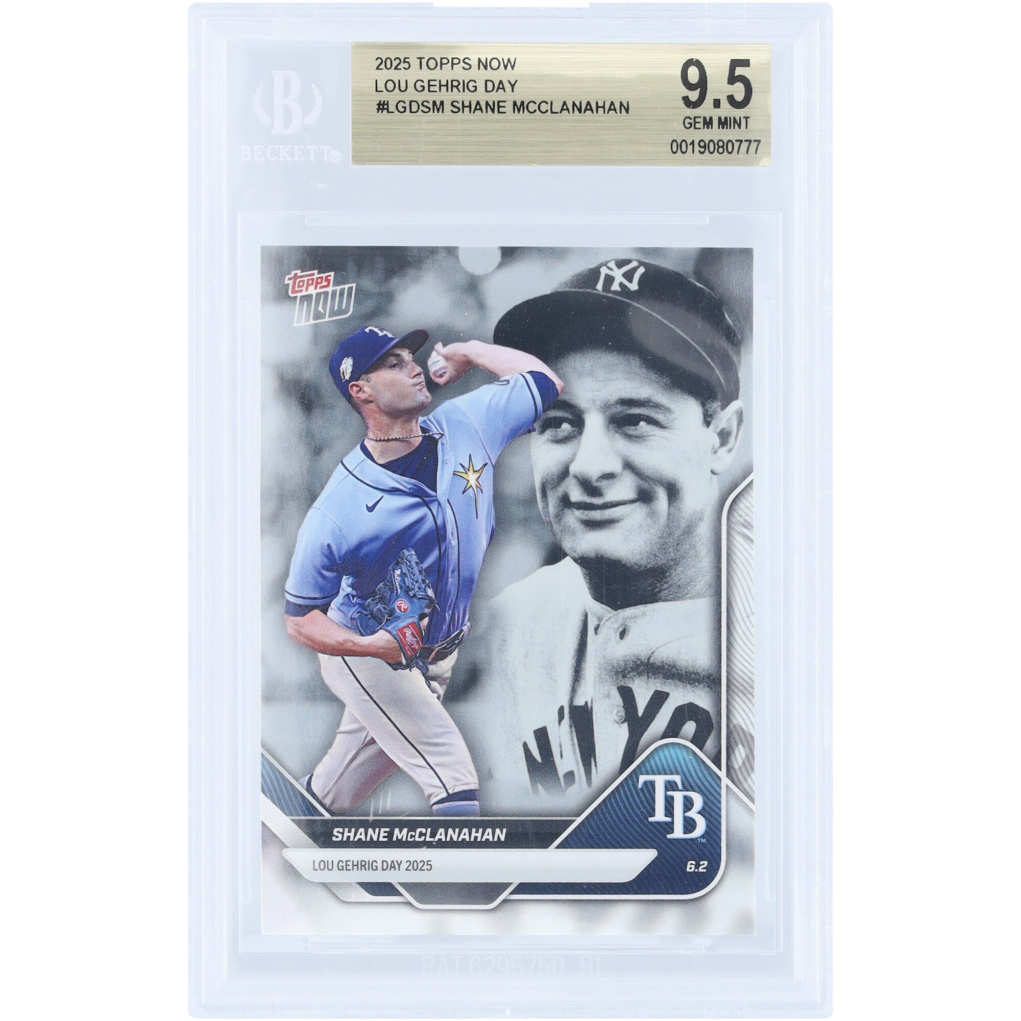 Shane McClanahan Tampa Bay Rays 2025 Topps Now Lou Gehrig Day #LGD-SM BGS Authenticated 9.5 Card