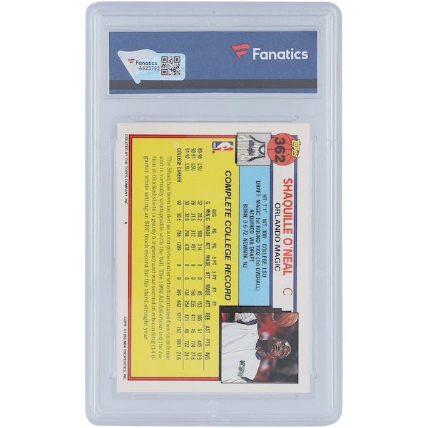 Shaquille O'Neal Orlando Magic Autographed 1992 Topps #362 Rookie Card