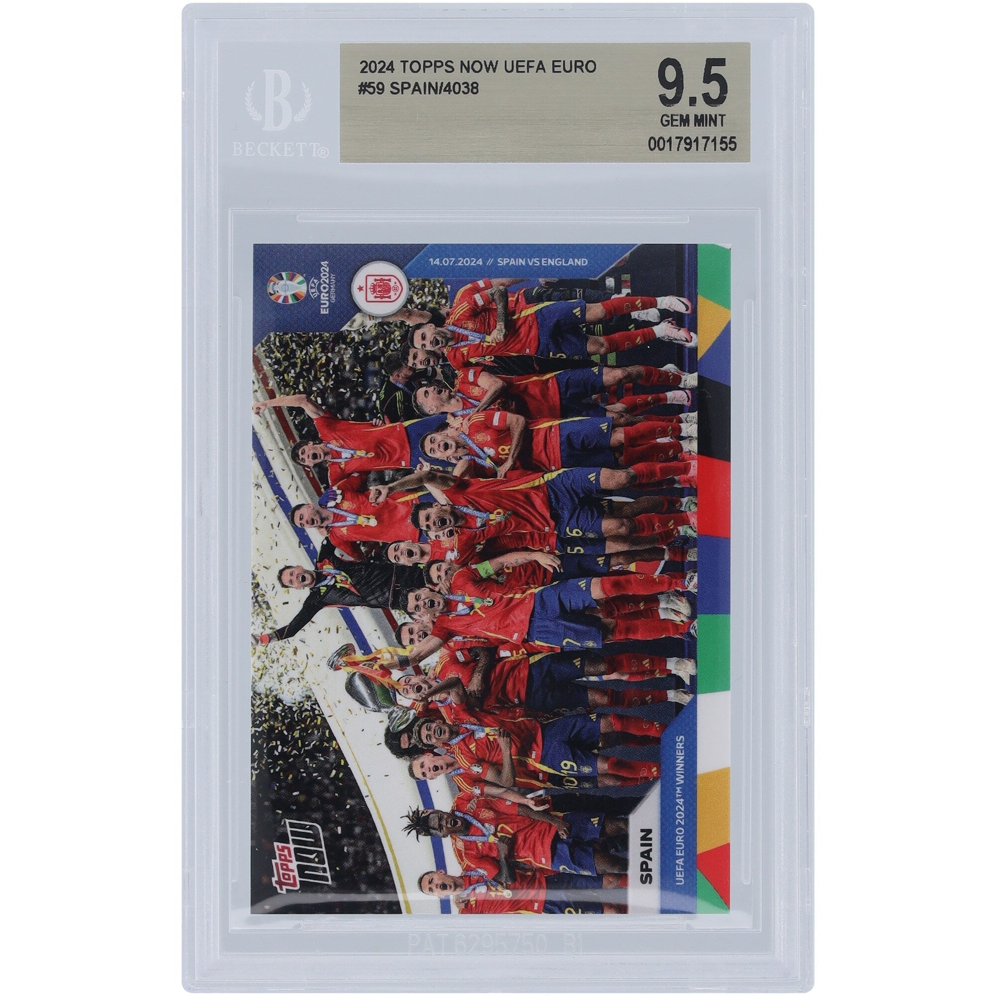Spain National Team 2024 Topps Now UEFA Euro '24 Winners 14.07.24 #59 BGS Authenticated 9.5 Card