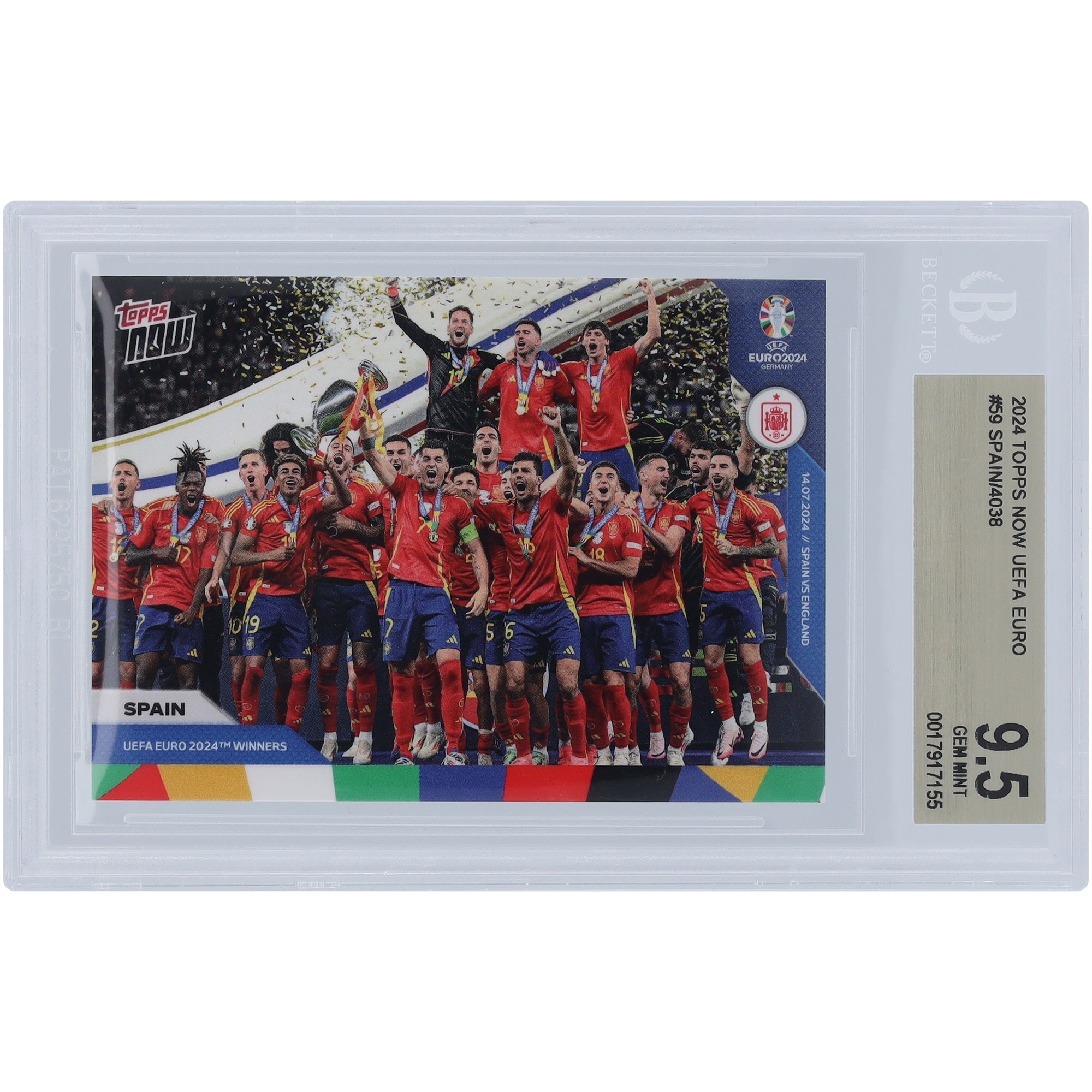 Spain National Team 2024 Topps Now UEFA Euro '24 Winners 14.07.24 #59 BGS Authenticated 9.5 Card