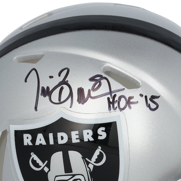 Tim Brown Oakland Raiders Autographed Fanatics Authentic Riddell Speed Mini Helmet with "HOF 2015" Inscription
