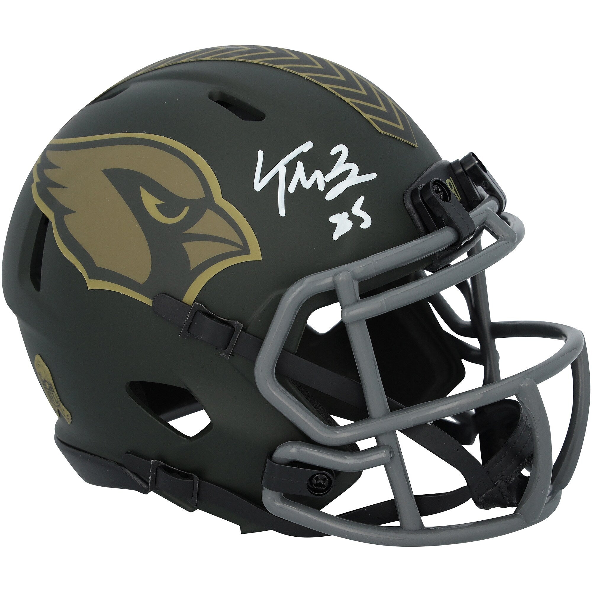 Trey McBride Arizona Cardinals Autographed Fanatics Authentic Riddell 2025 Salute To Service Speed Mini Helmet