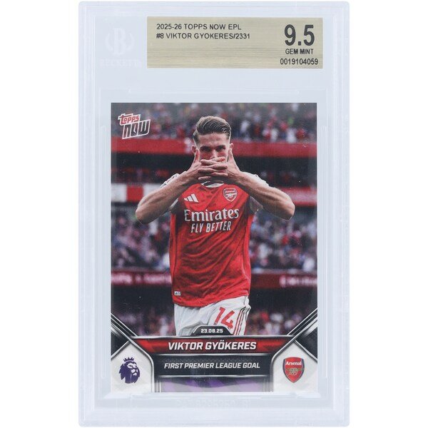 Viktor GyÃ¶keres Arsenal 2025-26 Topps Now First Premier League Goal #8 BGS Authenticated 9.5 Card