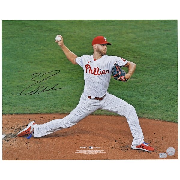 Zack Wheeler Philadelphia Phillies Autographed Fanatics Authentic 16" x 20" Pinstripes Pitching Photograph