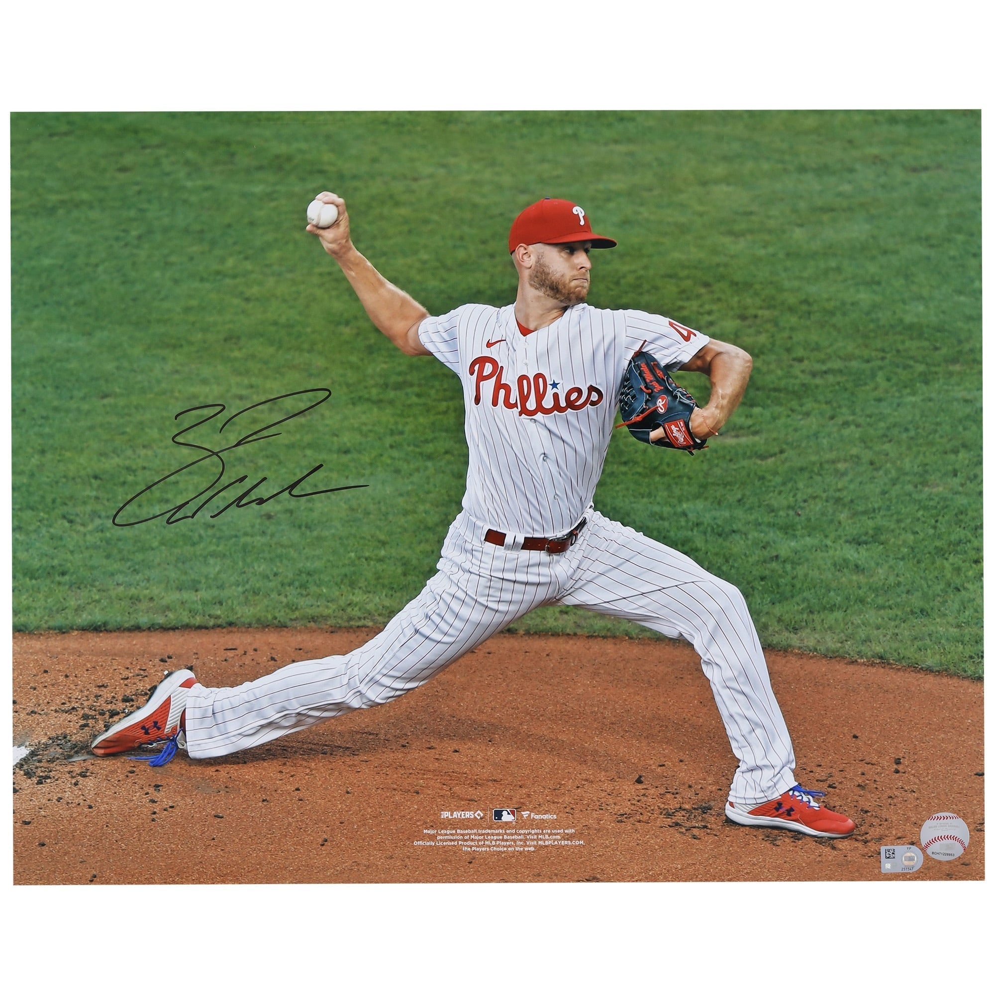 Zack Wheeler Philadelphia Phillies Autographed Fanatics Authentic 16" x 20" Pinstripes Pitching Photograph